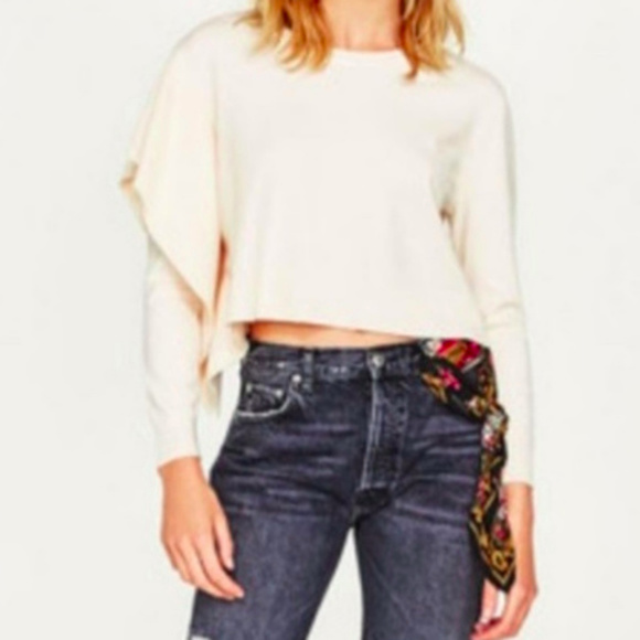 Zara Tops - Zara Cropped Ruffle Sweater